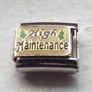 High Maintenance enamel 9mm stainless steel italian charm bracelet link new